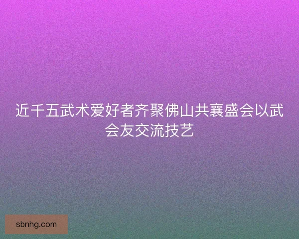 近千五武术爱好者齐聚佛山共襄盛会以武会友交流技艺